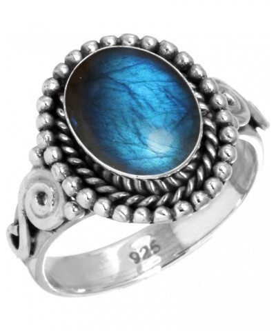 925 Sterling Silver Handmade Ring for Women 8x10 Oval Gemstone Fashion Jewelry for Gift (99051_R) Labradorite $15.62 Rings