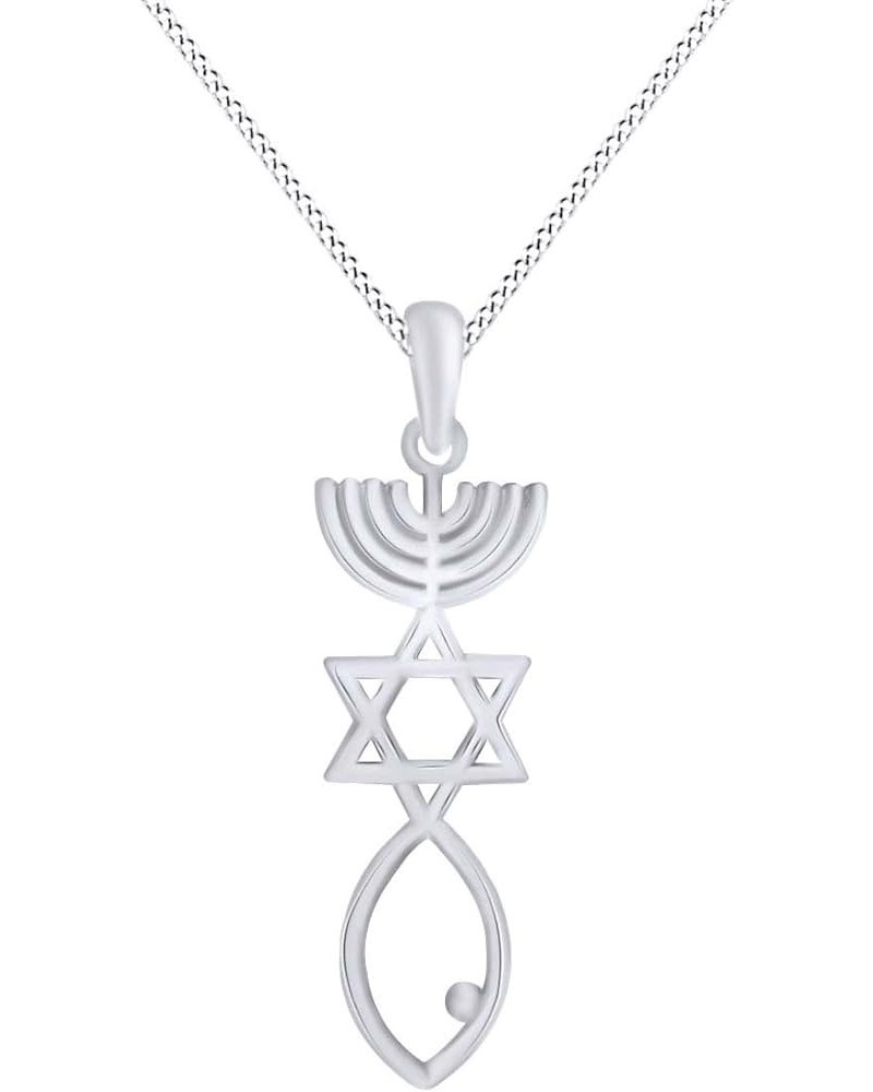 Messianic Seal Pendant Necklace in 14k Solid Gold White Gold $97.68 Necklaces