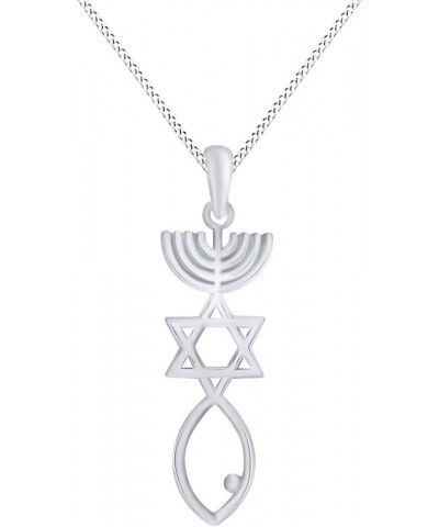 Messianic Seal Pendant Necklace in 14k Solid Gold White Gold $97.68 Necklaces