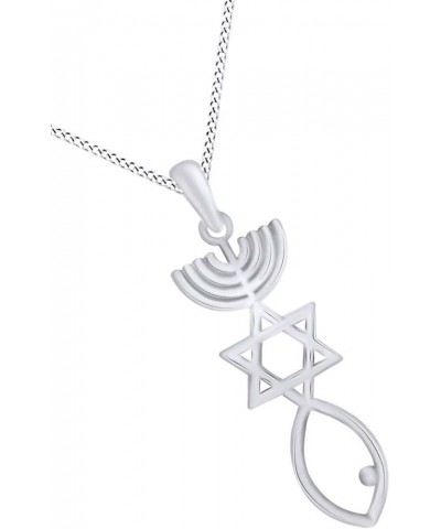 Messianic Seal Pendant Necklace in 14k Solid Gold White Gold $97.68 Necklaces