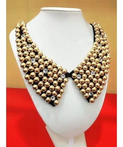 Women's Beaded Rhinestones Fake Collar Vintage Detachable Shirt Collar Stylish Faux Collar Gold $8.11 Necklaces