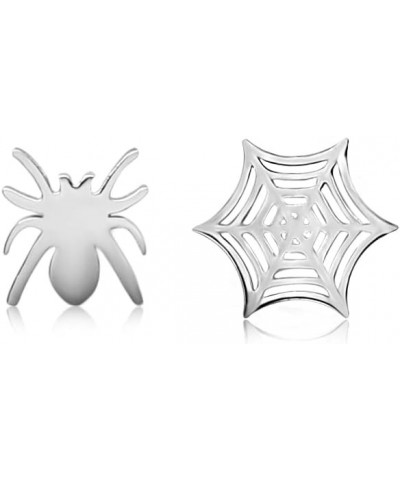 Spider Stud Earrings for Women Teens, Stainless Steel Hypoallergenic Spider and Cobweb Stud Earrings silver $8.36 Earrings