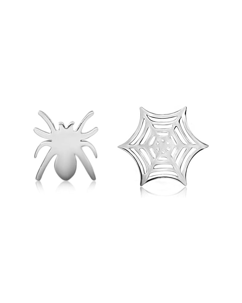 Spider Stud Earrings for Women Teens, Stainless Steel Hypoallergenic Spider and Cobweb Stud Earrings silver $8.36 Earrings