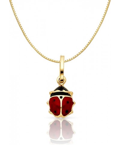 14K Yellow Gold Lady Bug Colored Enamel Lucky Charm Pendant with 0.6mm Box Chain Necklace 24.0 Inches $83.66 Necklaces