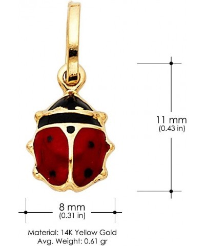 14K Yellow Gold Lady Bug Colored Enamel Lucky Charm Pendant with 0.6mm Box Chain Necklace 24.0 Inches $83.66 Necklaces