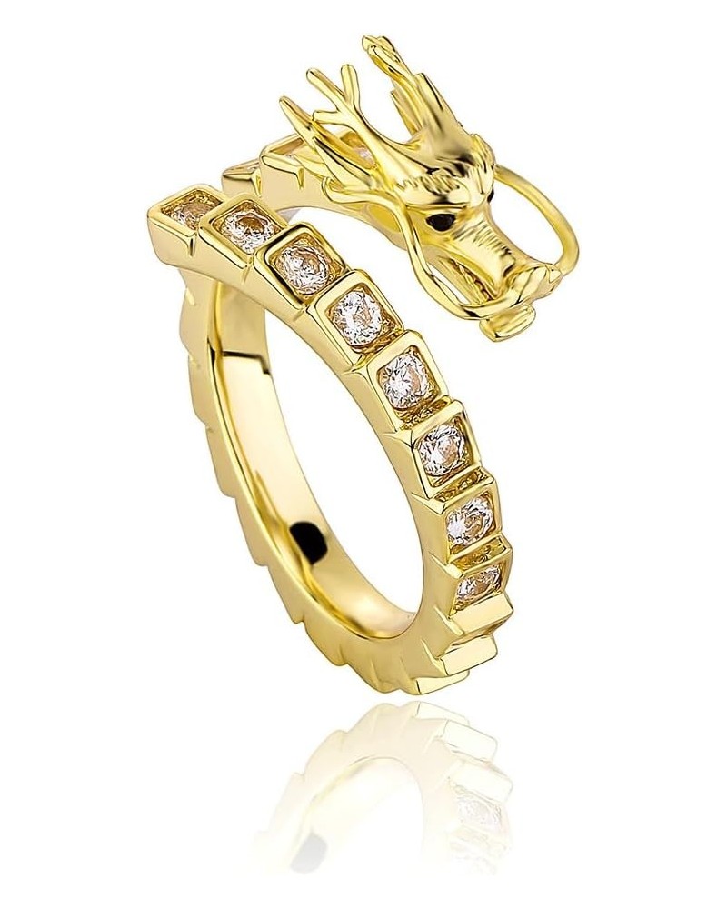 14K Gold Chinese Dragon Design Ring, Moissanite Hip-Hop Style Ring, Embracing Cultural Heritage in Urban Fashion Yellow Gold ...