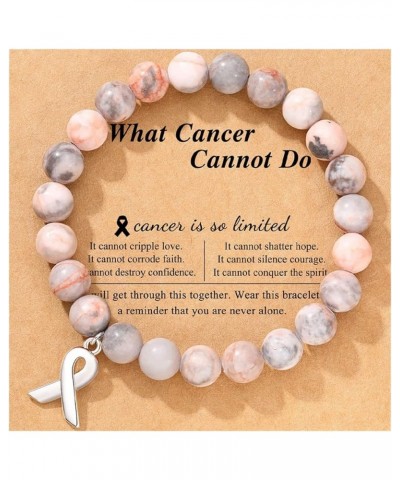 Breast Cancer Awareness Bracelets, Breast Cancer Gifts for Women, Natural Stone Beaded Breast Cancer Bracelets, Inspirational...