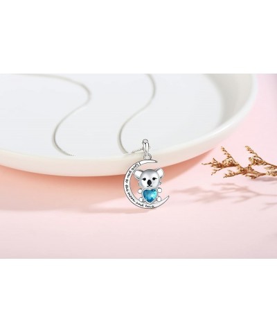 925 Sterling Silver Pig/Koala/Frog/Cat Horse Necklace I Love You to the Moon and Back Cute Animal Love Heart Moon Pendant Nec...