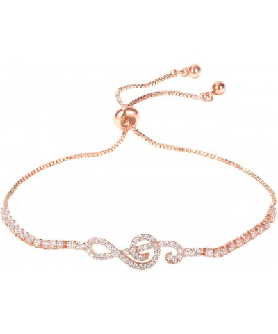 Rose Gold Plated Bracelet for Women Girls Musical Note Bracelets Music Lover Jewelry Gift $9.53 Bracelets