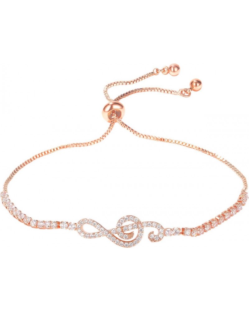 Rose Gold Plated Bracelet for Women Girls Musical Note Bracelets Music Lover Jewelry Gift $9.53 Bracelets