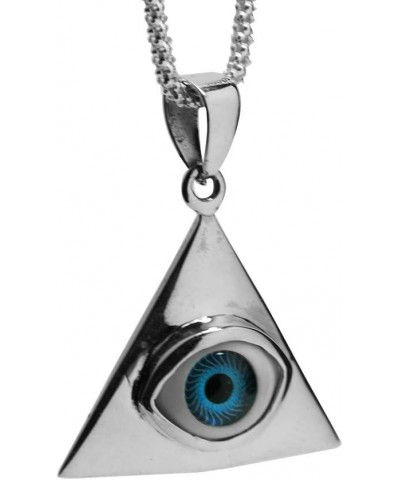 Eye of Providence Sterling Silver Pyramid Blue Eye Pendant Necklace 16-30 inch $31.88 Necklaces