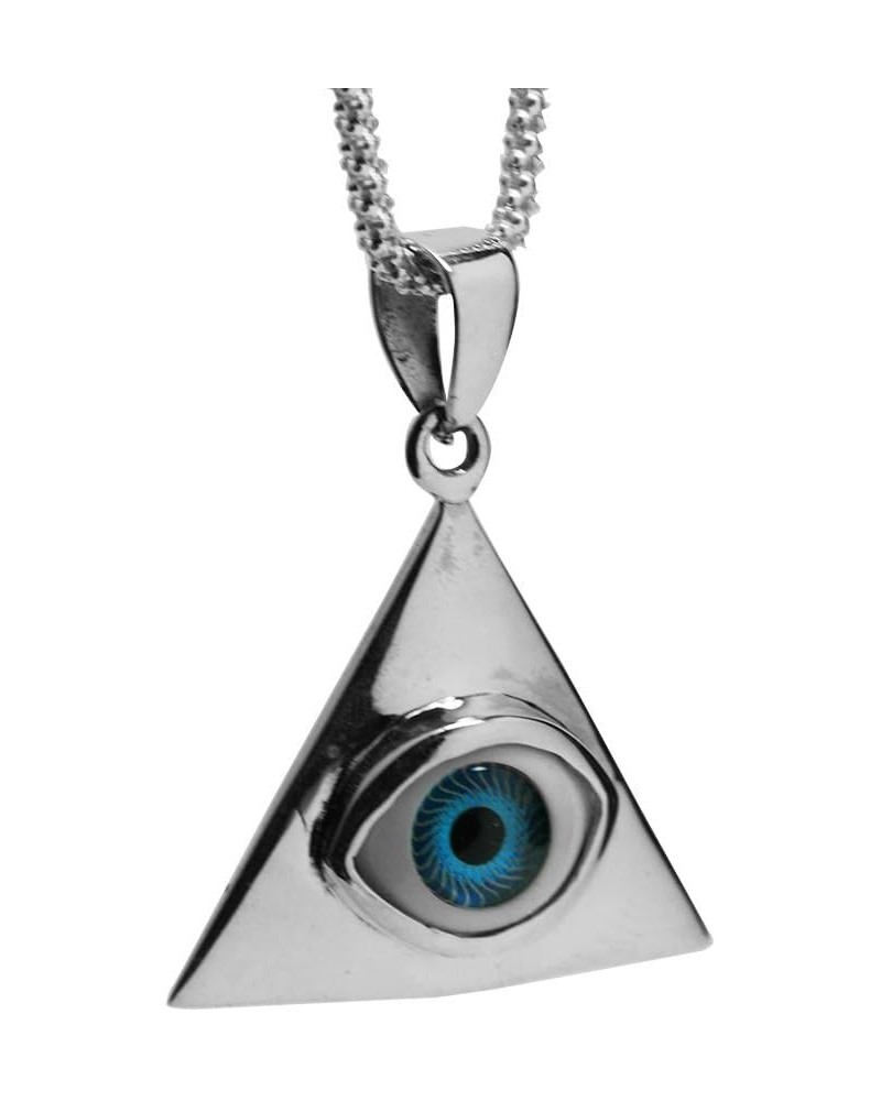 Eye of Providence Sterling Silver Pyramid Blue Eye Pendant Necklace 16-30 inch $31.88 Necklaces