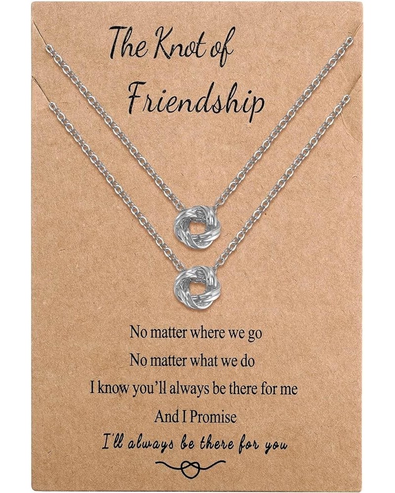 BFF Friendship Knot Infinity Necklace for 2 Best Friend Long Distance Birthday Jewelry Gifts for Women Her Girls Bestie silve...