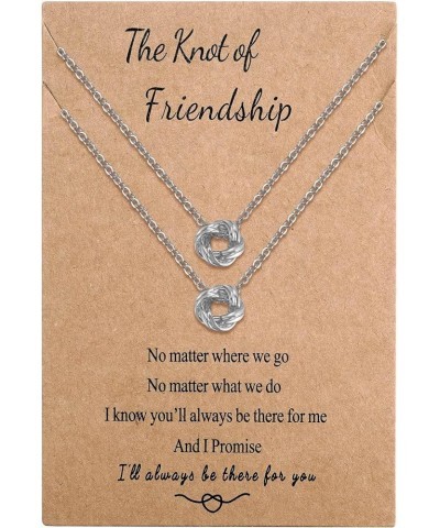 BFF Friendship Knot Infinity Necklace for 2 Best Friend Long Distance Birthday Jewelry Gifts for Women Her Girls Bestie silve...