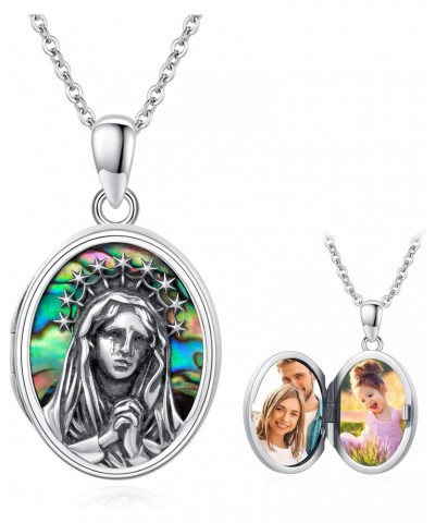 Virgin Mary Locket Necklace 925 Sterling Silver Miraculous Medal Pendant Locket Necklace That Holds Pictures Catholic Religio...