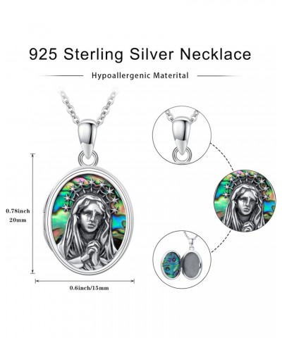 Virgin Mary Locket Necklace 925 Sterling Silver Miraculous Medal Pendant Locket Necklace That Holds Pictures Catholic Religio...