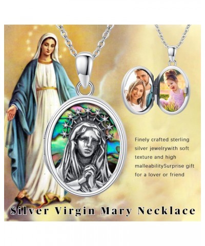 Virgin Mary Locket Necklace 925 Sterling Silver Miraculous Medal Pendant Locket Necklace That Holds Pictures Catholic Religio...