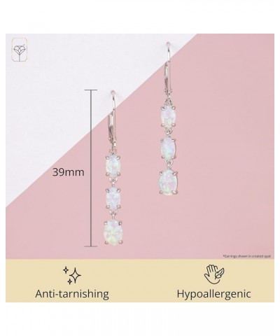 925 Sterling Silver Gemstone Oval Dangle Earrings for Women with Leverbacks and 1.5 inch Birthstones Genuine Blue Topaz $24.3...