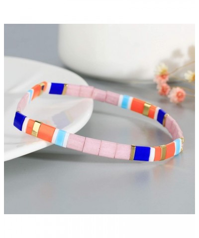 Tila Colorful Beaded Bracelets Handmade Stretch Bracelets Transparent Crystal Tile Elastic Bracelets for Women AZX01840D $9.2...