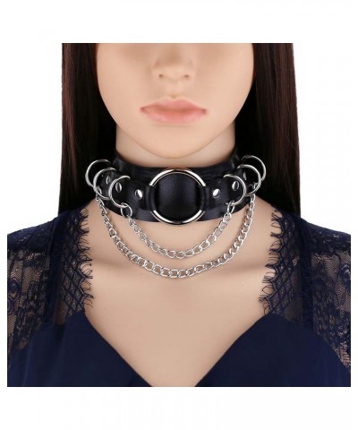 Women Punk Leather Choker Rock Girls Chain Collar chain Necklace Adjustable White $10.22 Necklaces