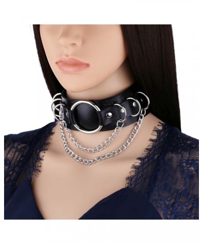 Women Punk Leather Choker Rock Girls Chain Collar chain Necklace Adjustable White $10.22 Necklaces