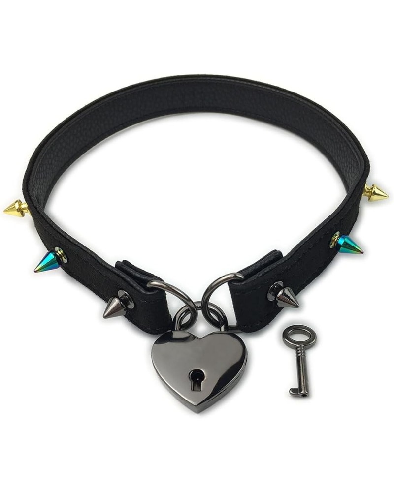 Padlock Choker Collar Necklace with Key Lolita Collar Cat Kitty Velvet Necklace with Lock and Key for Women and Men E $10.19 ...