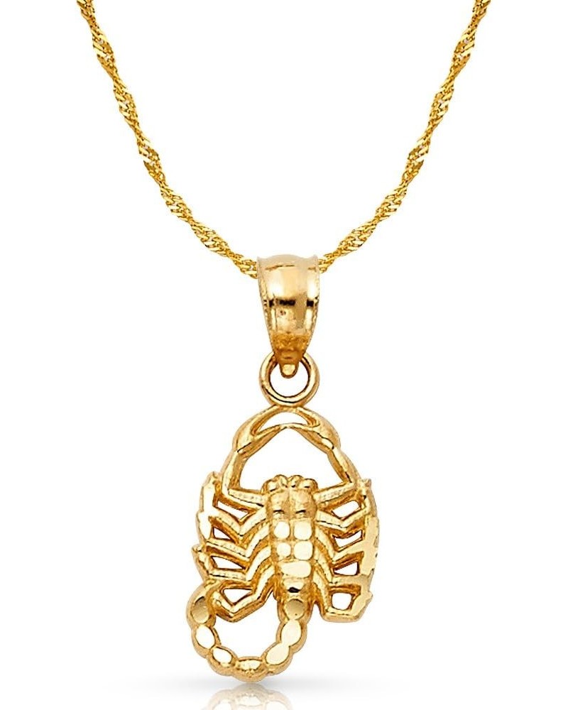 14K Yellow Gold Scorpion Charm Pendant with 1.2mm Singapore Chain Necklace 22.0 Inches $87.12 Necklaces