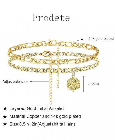 Initial Ankle Bracelets for Women, 14K Gold Plated Double Layered Initial Anklets Jewelry for Women Teen Girls P $5.71 Anklets