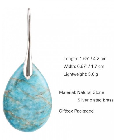 Natural Stone Teardrop Earrings Crystal Healing Birthstone Dangle Earrings Light Blue $10.19 Earrings