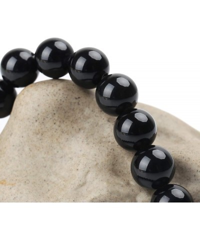 Natural Healing Gemstone Bracelet, 8mm Semi Precious Stone Bracelet for Men Women, Stress Relief Crystal Jewelry Black Obsidi...