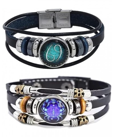 2Pcs Capricorn Bracelets for Women Men Zodiac Leather Bracelets Multilayer Constellation Bracelets Zodiac Sign Wrap Wristband...