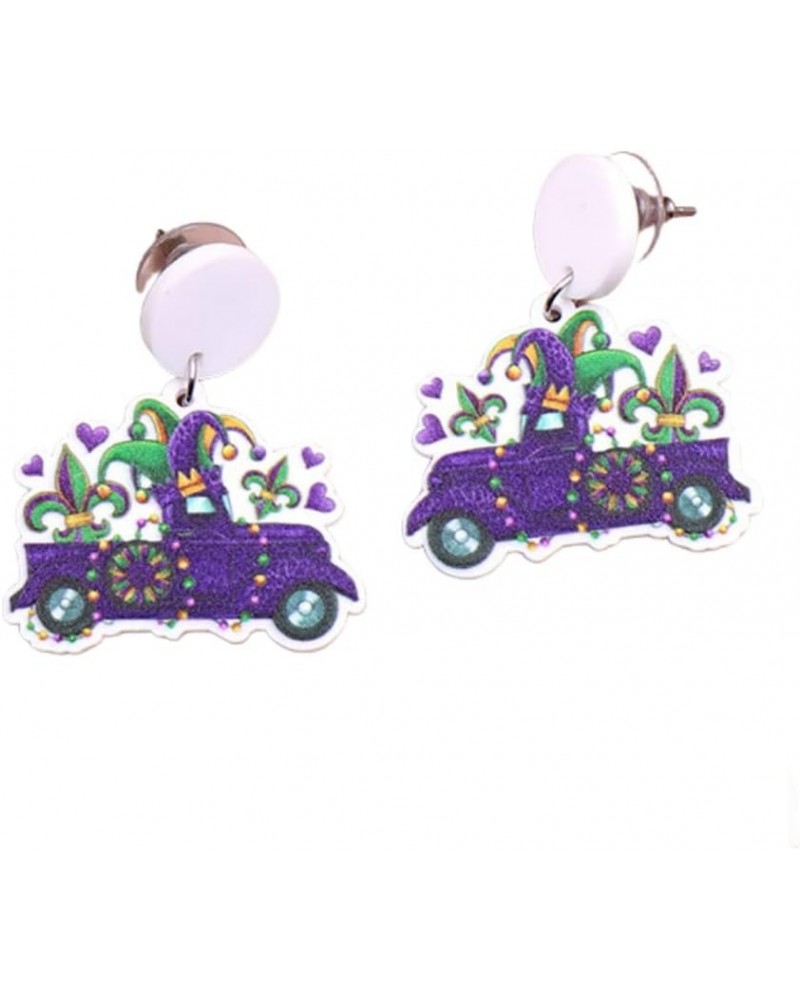 Unique Mardi Gras Earrings for Women Girls Colorful Car Love Dwarf Clown Lightweight Acrylic Holiday Earrings Celebrations Pa...