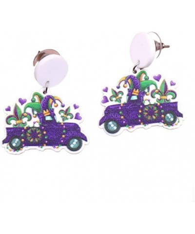 Unique Mardi Gras Earrings for Women Girls Colorful Car Love Dwarf Clown Lightweight Acrylic Holiday Earrings Celebrations Pa...