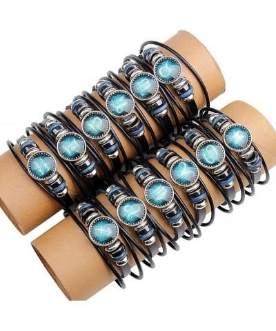 2Pcs Capricorn Bracelets for Women Men Zodiac Leather Bracelets Multilayer Constellation Bracelets Zodiac Sign Wrap Wristband...