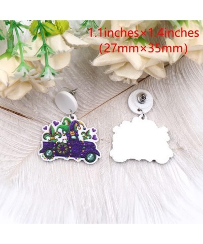 Unique Mardi Gras Earrings for Women Girls Colorful Car Love Dwarf Clown Lightweight Acrylic Holiday Earrings Celebrations Pa...