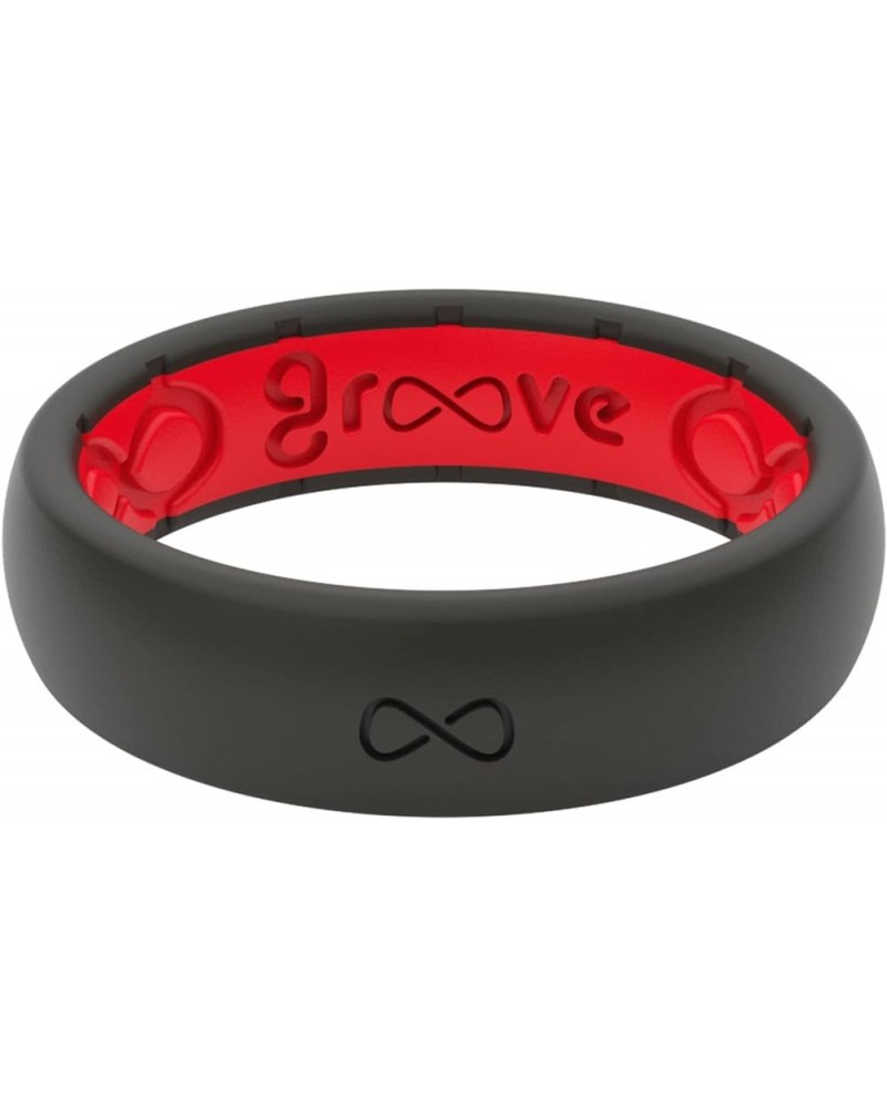 Solid Thin Silicone Ring - Breathable Rubber Wedding Rings for Women, Lifetime Coverage, Unique Design, Comfort Fit Ring Blac...