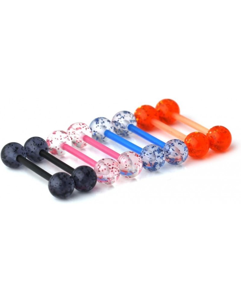 14G 16mm Glitter Acrylic Nipple Tongue Barbell Ring Body Piercing Jewelry Retainer 2-8PCS 8PCS - Mix Color 2 $7.83 Body Jewelry