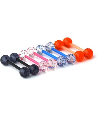 14G 16mm Glitter Acrylic Nipple Tongue Barbell Ring Body Piercing Jewelry Retainer 2-8PCS 8PCS - Mix Color 2 $7.83 Body Jewelry