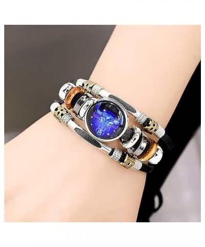 2Pcs Capricorn Bracelets for Women Men Zodiac Leather Bracelets Multilayer Constellation Bracelets Zodiac Sign Wrap Wristband...