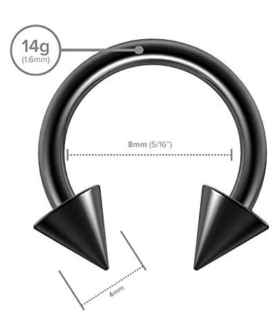 2pc Surgical Stainless Steel Horseshoe Hoop 4mm Spike Circular Barbells Earrings Cartilage Helix Septum Nose Lip Rings Spike ...