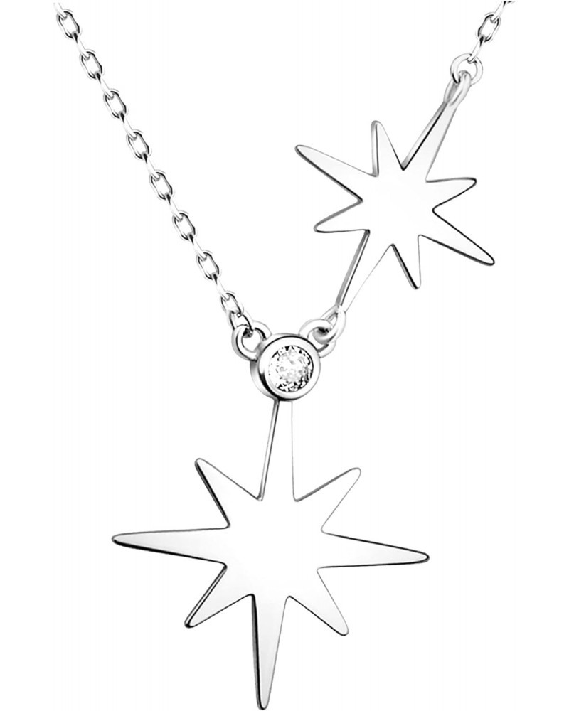 Women's Necklace 925 Silver - with Zirconia Stone - Star Pendant - N0421 $12.70 Necklaces