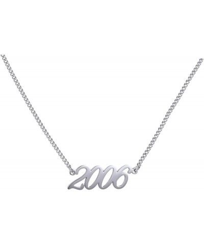 Birth Year Number Necklace Birthday Gift for Women and Girl color Silver and gold Silver 2006 $8.15 Necklaces