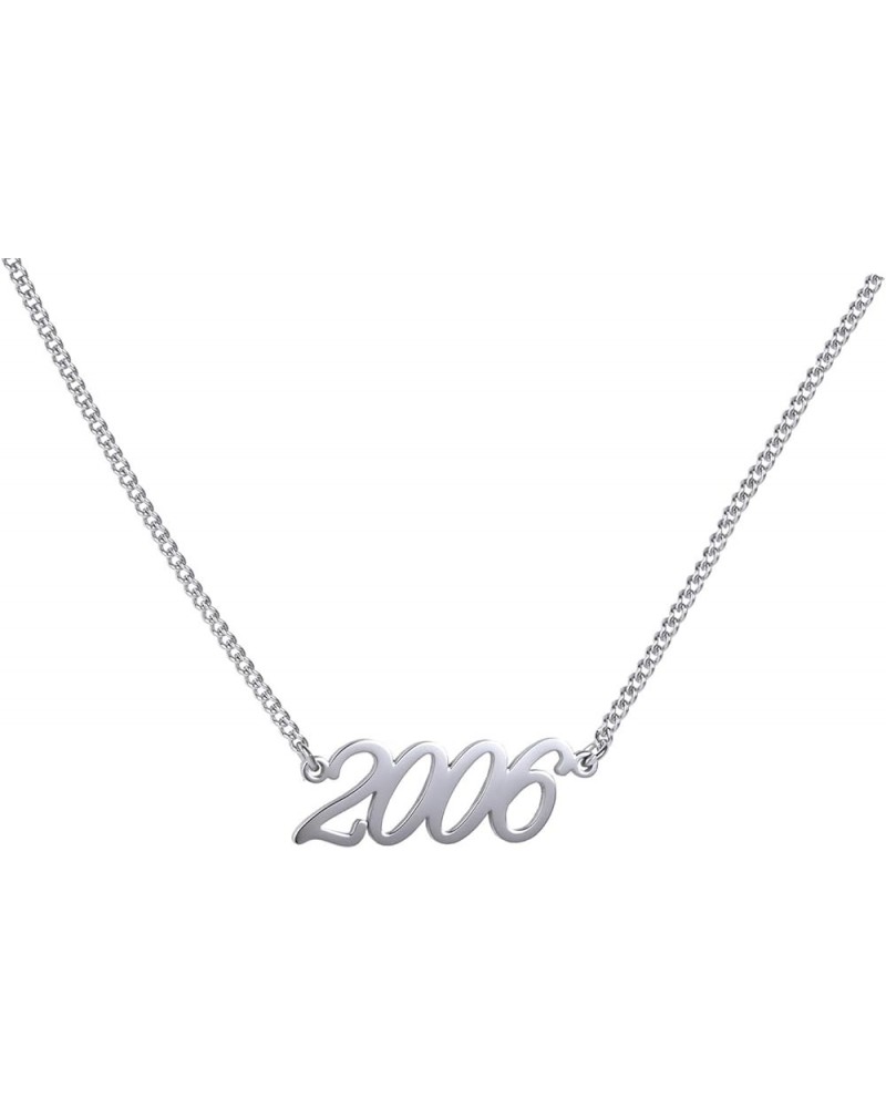 Birth Year Number Necklace Birthday Gift for Women and Girl color Silver and gold Silver 2006 $8.15 Necklaces