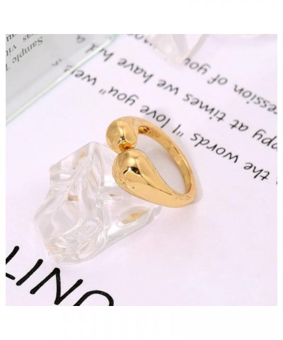 Womens Open Geometry Ring,Adjustable 14K Yellow Gold Twist Spiral Thumb Index Finger Ring Jewelry for Women Girls Ring_F $9.0...