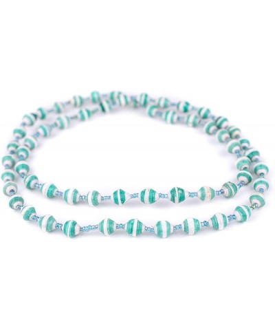 Recycled Paper Bead Necklace from Uganda - Fair Trade African Jewelry (Carnival Medley) Green and White $9.65 Necklaces