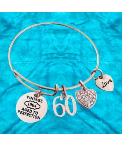 60th Birthday Gifts for Women, Rose Gold 60th Birthday 1964 Aged to Perfection Charm Bracelet, Perfect 60th Birthday Gift Ide...