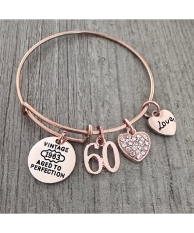 60th Birthday Gifts for Women, Rose Gold 60th Birthday 1964 Aged to Perfection Charm Bracelet, Perfect 60th Birthday Gift Ide...