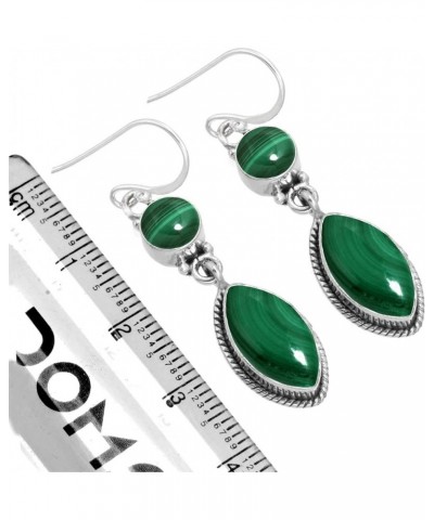 925 Sterling Silver Handmade Drop Dangle Earring for Women 2 Gemstone Statement Jewelry for Gift (98552_E) Malachite $18.26 E...