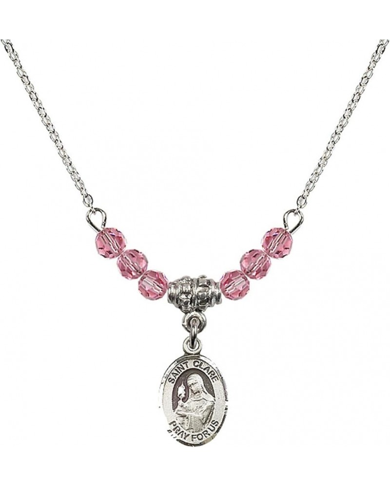 October Birth Month Bead Necklace with Catholic Patron Saint Petite Charm, 18 Inch Saint Clare of Assisi $44.05 Necklaces