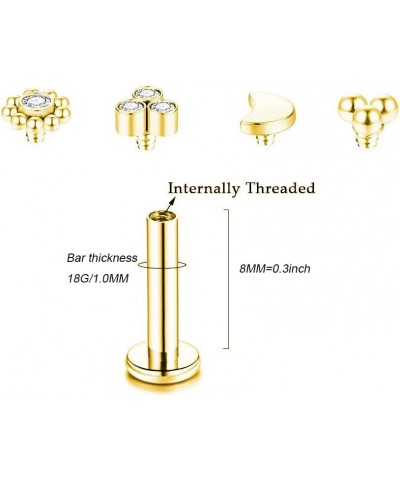 18G 316L Stainless Steel Labret Monroe Lip Ring Studs Cartilage Helix Tragus Conch Daith Nose Piercing Jewelry 8mm Gold 18G $...